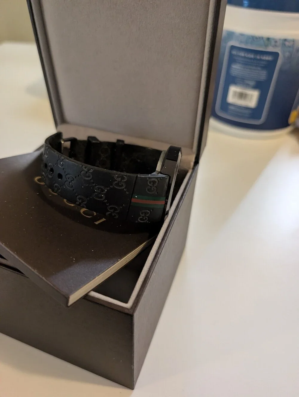 Gucci Black LED Watch with Signature Web Stripe